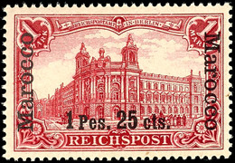 3391 1,25 Pes. Auf 1 M. Reichspost, Tadellos Postfrisch, Kabinett, Gepr. Bothe BPP, Mi. 140.-, Katalog: 16I ** - Deutsche Post In Marokko