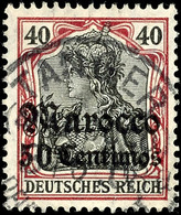 3409 50 C. Auf 40 Pf. Germania, Gest., Mi. 180.-, Katalog: 40 O - Deutsche Post In Marokko