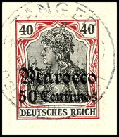 3410 50 C Auf 40 Pf Mit Seltenerem Stempel TANGER MAROKKO (Mi. + 100%) Tadellos Auf Briefstück, Mi. 360,--, Katalog: 40  - Marokko (kantoren)