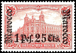 3411 1 Pes. 25 Cts. Auf 1 Mark Deutsches Reich Mit Wasserzeichen Und Aufdruck "Marocco",  Luxus Postfrisch, Unsigniert,  - Maroc (bureaux)