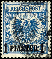3450 1 Pia. A. 20 Pf. Dunkelblau, Gest., Gepr. Jäschke-L. BPP, Mi. 200.-, Katalog: 8ba O - Turkey (offices)