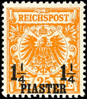 3454 1 1/4 Piaster Auf 25 Pf Gelborange Tadellos Postfrisch, Fotoattest Dr. Hartung: "sehr Gut Gezähnt Und In Fehlerfrei - Deutsche Post In Der Türkei