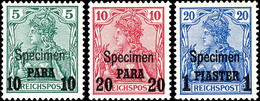 3463 5, 10 Und 20 Pf Je Mit Aufdruck Type II Und Zusätzlichem Aufdruck "Specimen" Tadellos Postfrisch, Jeweils Tiefst Ge - Turkse Rijk (kantoren)