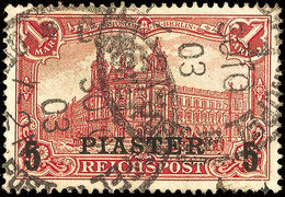 3472 5 Piaster Auf 1 Mk Reichspost, Aufdrucktype II, Sauber Gestempeltes Prachtstück, 120,-, Katalog: 20IIb O - Turkse Rijk (kantoren)