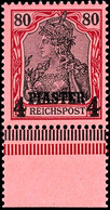 3485 4 Piaster Auf 80 Pf Mit Aufdruck In Type II (amtlich Nicht Ausgegeben) Tadellos Postfrisch Vom Unterrand Und Noch V - Turquie (bureaux)