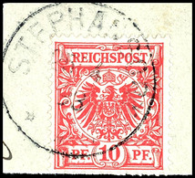 3498 10 Pfg Krone/Adler Mittelrot Auf Briefstück Mit Sauberem K1 "STEPHANSORT 25/4 98", Tadellos, Kabinett, Doppelt Gepr - Duits-Nieuw-Guinea