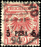 3522 5 P. Auf 3 Pf. Rosarot, Gest., Gepr. Jäschke-L. BPP, Mi. 110.-, Katalog: 3Ia O - Deutsch-Ostafrika