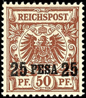 3527 25 P. Auf 50 Pfg Krone/Adler, Tadellos Postfrisch, Kabinett, Gepr. Bothe BPP, Mi. 180.-, Katalog: 5I ** - Deutsch-Ostafrika