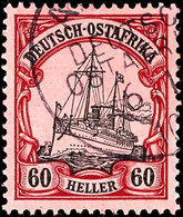 3545 60 Heller Kaiseryacht Mit Plattenfehler I "fehlende Dampfzeichnung, Tadellos Gestempelt, Mi. 350.-, Katalog: 29I O - Duits-Oost-Afrika