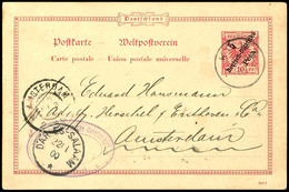 3564 5 P. Auf 10 Pfg Krone/Adler, Postkarte Von "KILWA 22/1 00" Nach Amsterdam Mit Ankunftsstempel, Minimal Fleckig, Gut - Afrique Orientale