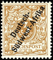 3580 3 Pfg Krone/Adler Hellockerbraun, Tadellos Postfrisch, Kabinett, Gepr. Bothe BPP, Mi. 120.-, Katalog: 1b ** - Deutsch-Südwestafrika