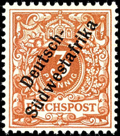 3587 3 Pfg Krone/Adler Lebhaftbraunocker, Landesname In Zwei Wörtern, Tadellos Postfrisch, Kabinett, Gepr. Bothe BPP, Mi - German South West Africa