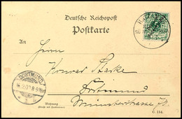 3608 HATZAMAS 9/7 00,  Klar Und Zentr. Auf Portorichtig Auf Postkarte (ohne Inhalt) Mit Einzelfr. 5 Pf. Krone/Adler Nach - German South West Africa