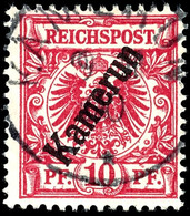 3620 10 Pf. Lilarot, Tadellos, Gest., Fotobefund Jäschke-Lanthelme BPP, Mi. 280.-, Katalog: 3d O - Kamerun