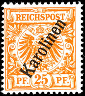 3656 25 Pf. Krone/Adler Gelblichorange, Luxus Postfrisch, Michel 180,-, Katalog: 5IIa ** - Carolinen