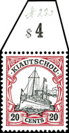 3672 20 C. Kaiseryacht Mit Oberrand Und RWZ, Tadellos Postfrisch, Luxus, Gepr. Bothe BPP, Katalog: 22 ** - Kiaochow