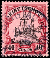 3674 40 Cents Kaiseryacht Ohne Wasserzeichen, Gestempelt TSINGTAU KIAUTSCHOU * A, Mi. 120,-, Katalog: 23 O - Kiautchou