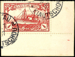 3675 1/2 $ Rot , Re. Unterer Eckrand A. Briefstück, Gepr. Jäschke-L. BPP, Mi. 100.-, Katalog: 24 BS - Kiaochow