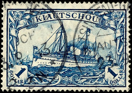 3683 1 Dollar Kaiseryacht Mit Wasserzeichen, Gestempelt TSINGT_x0001_U Gr. Hafen, Michel 100,- + 20 Für Den Stempel, Kat - Kiautchou