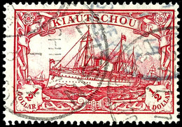 3689 TIENTSIN (CHINA), Fremdentwertung Auf 1/2 Dollar Kaiseryacht Mit Wasserzeichen, Katalog: 34IA O - Kiautchou