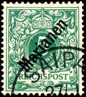 3693 5 Pfg. Mit Diagonalem Aufdruck Gest. "SAIPAN 27/1" (Sorte II), Tadellos, Fotoattest Jäschke-L. BPP, Mi. 850.- Unter - Mariannes