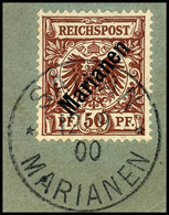 3703 50 Pf Diagonalaufdruck Tadellos Auf Briefstück, Gestempelt "SAIPAN 12/9 00" (Sorte I Nach Friedemann), Tiefst Gepr. - Mariannes
