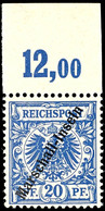 3714 20 Pfg Krone/Adler Mit Aufdruck "Marschall", Jaluit-Ausgabe, Luxus Postfrisch, Oberrandstück Mit Reihenzähler, Mi.  - Marshalleilanden