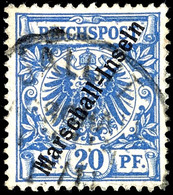 3715 20 Pfg Krone/Adler Mit Aufdruck "Marschall", Jaluit-Ausgabe Mit 1. Stempel, Doppelt Signiert Bothe BPP, Mi. 120,-,  - Marshall