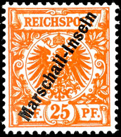 3723 25 Pfg Krone/Adler Ungebraucht Mit Aufdruck "Marschall" In Der Farbe "dunkelorange", Kurzbefund Steuer BPP "einwand - Marshall