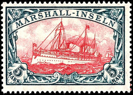 3737 5 Mark Kaiseryacht Mit Wasserzeichen, Zähnung 25:17, Mittelstück Und Rahmen Type I, Luxus Postfrisch, Unsigniert, M - Marshall Islands