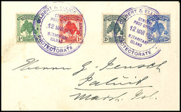 3738 INCOMING MAIL: Gilbert & Ellice Inseln, Kpl. Satz 1/2 - 2 1/2 P. Schraubenbaum Auf Brief Mit K2 Vom "12 MAR 1912" N - Marshall