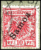 3745 10 Pf. Dunkelrosarot A. Tadellosem Briefstück, Fotobefund Jäschke-L. BPP, Mi. 250.-, Katalog: 3b BS - Samoa