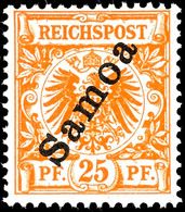 3748 25 Pfg Krone/Adler Dunkelorange, Luxus Postfrisch, Geprüft Steuer BPP, MI. 170,-, Katalog: 5b ** - Samoa