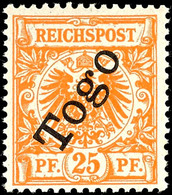 3766 25 Pfg Krone/Adler, Tadellos Postfrisch, Unsigniert, Kabinett, Mi. 130.-, Katalog: 5 ** - Togo