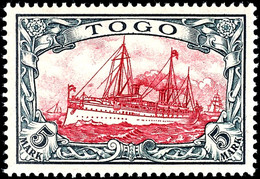3775 5 M. Kaiseryacht, Tadellos Postfrisch, Kabinett, Gepr. Bothe BPP, Mi. 620.-, Katalog: 19 ** - Togo