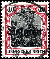 3800 50c. Auf 40 Pfg. Germania Lilarot / Schwarz, Zw 0,8, Sauber Gestempelt Sig. Hey BPP, Mi. 400.-, Katalog: 20bI O - Andere & Zonder Classificatie