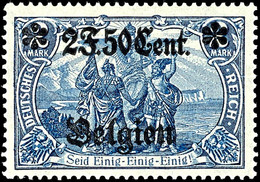 3803 2 F. 50 C. Auf 2 Mark Deutsches Reich, Aufdruck In Type I "B Unter 2 Stehend", Zähnung 25 : 17, Tadellos Postfrisch - Sonstige & Ohne Zuordnung