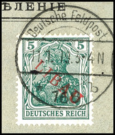 3814 5 Pf. Type II, Aufdruck B Auf Tadellosem Briefstück, Mi. 130.-, Katalog: 1Bb BS - Autres & Non Classés