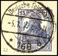 3817 15 Pf. Germania, Type II, Aufdruck A Auf Briefstück, Mi. 400,-, Katalog: 3Ba BS - Autres & Non Classés