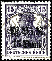 3844 15 Bani Auf 15 Pfg Germania In Der Seltenen Farbe Schwarzviolett, Tadellos Gestempelt "Bukarest", Fotobefund Wasels - Roumanie
