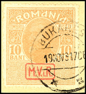 3851 10 B. Mattes Papier Auf Briefstück, Tadellos, Mi. 200,-, Katalog: 7y O - Sonstige & Ohne Zuordnung