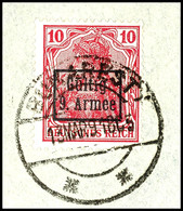 3854 10 Pf. "rot" Tadellos Auf Briefstück, Fotobefund Wasels BPP, Mi. 300,-, Katalog: 1IIb O - Autres & Non Classés