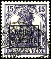 3855 15 Pfennig Germania Dunkelviolett Mit Schwarzem Bdr.-Aufdruck, Tadellos Gestempelt, Fotobefund Wasels BPP (2018): " - Sonstige & Ohne Zuordnung