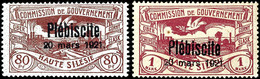 3873 10 Pfg Bis 1 Mark Freimarkenausgabe Mit Aufdruck "Plesbiscite 20 Mars 1921.", Tadellos Postfrisch, Signiert Landre  - Other & Unclassified