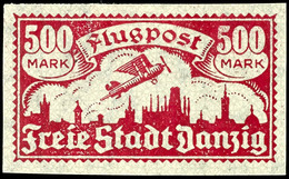 3960 500 Mark Flugpost, Wz. X, Abart "ungezähnt", Tadellos Ungebraucht, Katalog: 137XU * - Andere & Zonder Classificatie