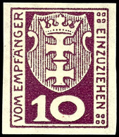 4015 10 Pfg Portomarke, Ungezähnt, Tadellos Ungebraucht, Signiert., Katalog: 1aU * - Sonstige & Ohne Zuordnung