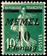 4050 10 Pf. Auf 10 C. Freimarke, Dunkelgrün, Tadellos Postfrisch, Gepr. Huylmans BPP, Mi. 100.-, Katalog: 54b ** - Memel (Klaïpeda) 1923