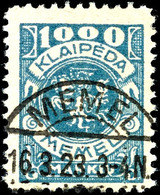 4055 10 Mark - 1000 Mark Wappenreiter Komplett Gestempelt, Signiert Klein VP, Mi. 440.-, Katalog: 141/50 O - Memel (Klaïpeda) 1923