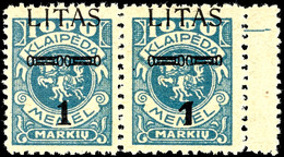 4063 1 Litas Auf 1000 M. Freimarke, Waagerechtes Paar Mit Rechts Anhängendem Zwischensteg, Linke Marke Aufdruck In Type  - Memelland 1923