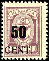 4066 50 C. Auf 400 Mark Freimarke, Aufdruckfehler "enger Abstand Zwischen 50 Und Cent", Tadellos Postfrisch, Fotobefund  - Memelgebiet 1923